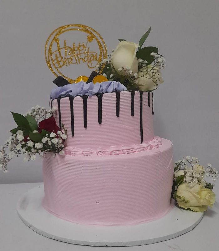 Pink tiered cake 1
