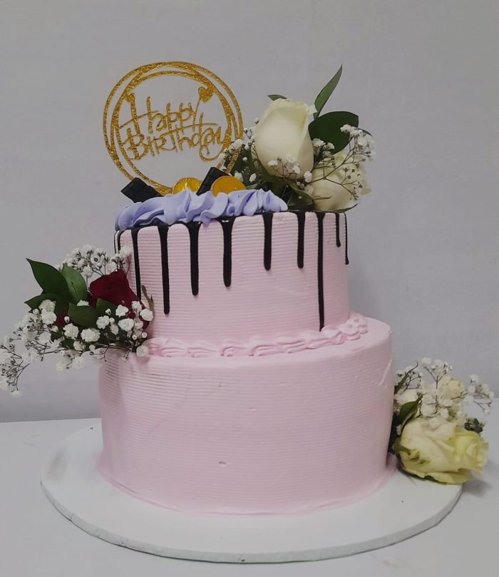 Pink tiered cake 1