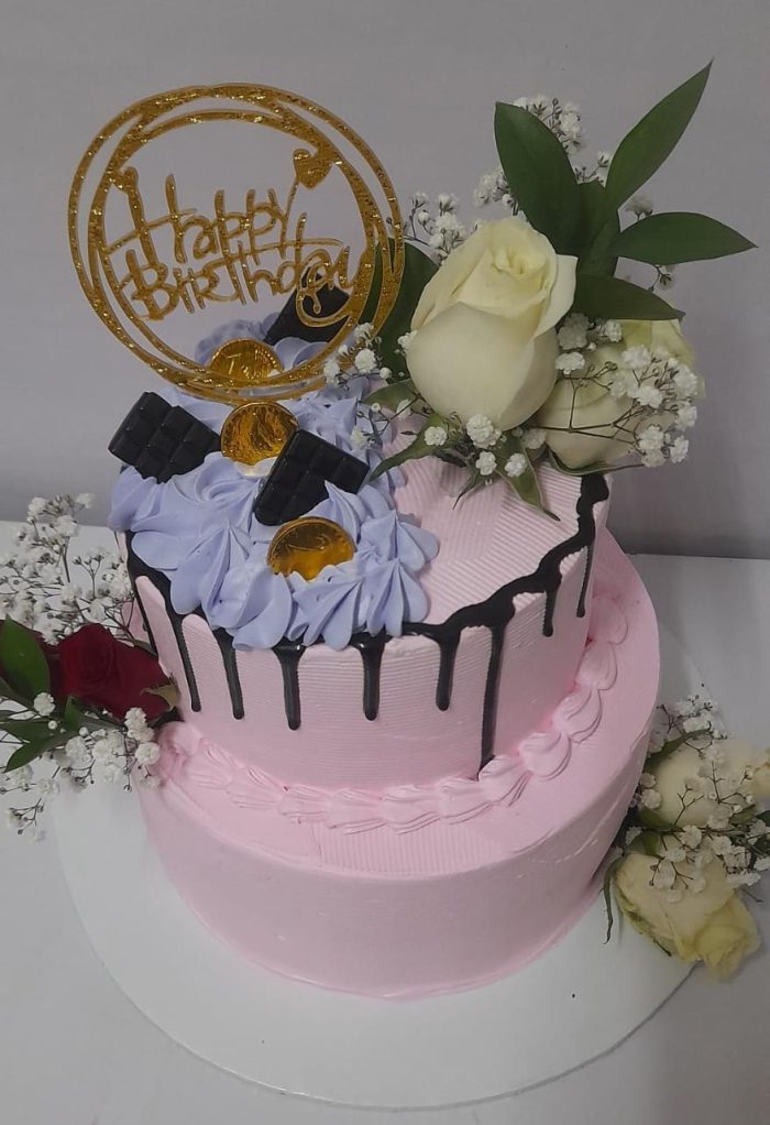 Pink tiered cake 1
