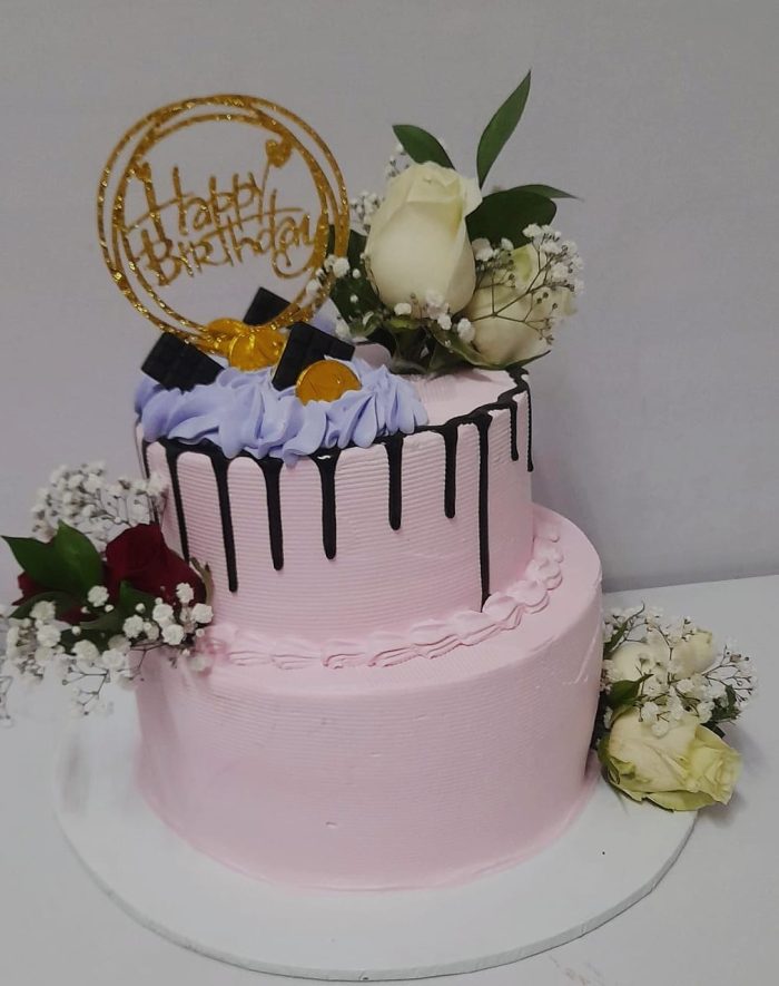 Pink tiered cake 1