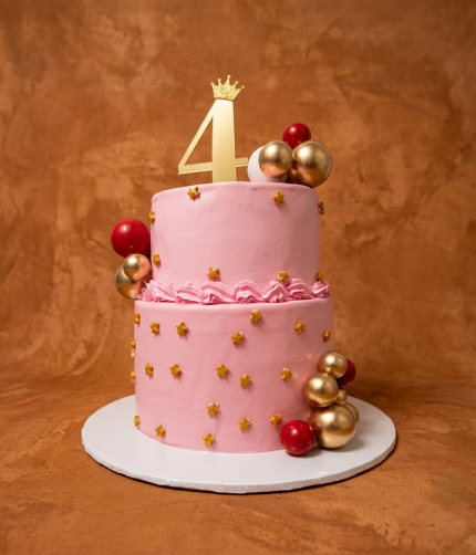 Pinks tiered Cake with Age