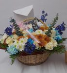 basket mixed flowers bouquet
