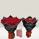 100 stems and 50 stems red roses bouquet