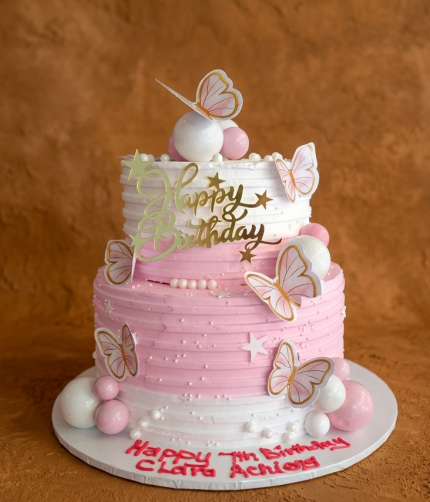 Tired pink cake