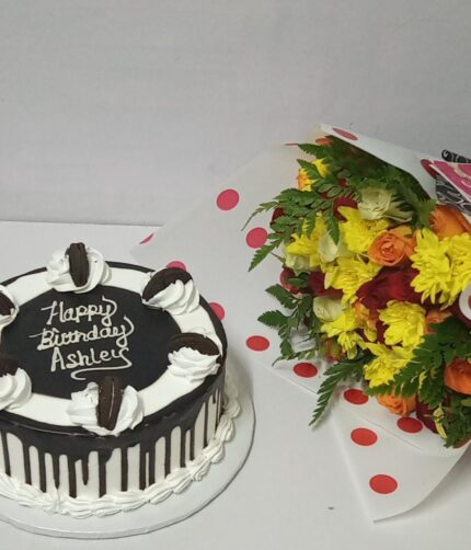 Flowers and oreo cake