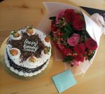 Blackforest cake with a bouquet