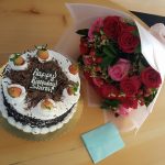 Blackforest cake with a bouquet