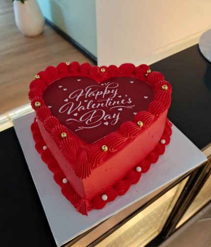 Valentine Love Shaped Cake with an edible print