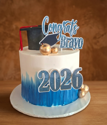 Graduate Pride Vanilla Cake With Blueberries
