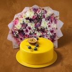 Passion Cake with flowers bouquet